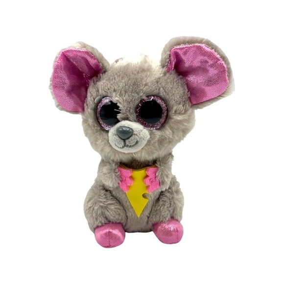 New TY Beanie Boos Squeaker the Gray Mouse With Cheese‎ 6 inch - Picture 1 of 6
